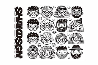 draw black cartoon profile picture for you