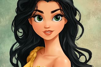 draw you a beautiful portrait disney cartoon style