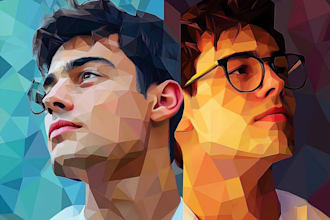 create professional polygonal low poly portrait