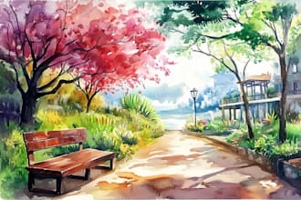 make watercolor painting of landscape illustrations