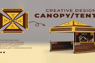 design creative canopy tent, table cover and flag