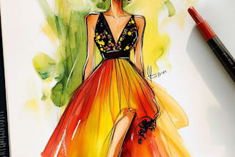 do a fashion collection of clothes illustration or sketch