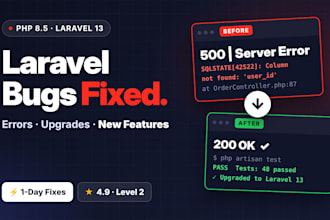 fix laravel bugs, upgrade to laravel and add new php features