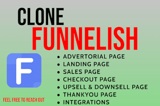 clone funnelish advertorial page and funnel