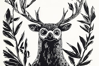 create awesome linocut illustration or linocut imitation