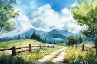 paint realistic landscape watercolor painting illustration