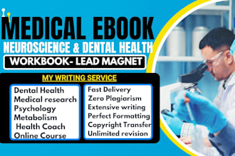write on medical, ebook, health and fitness, neuroscience, nursing, ghostwriting