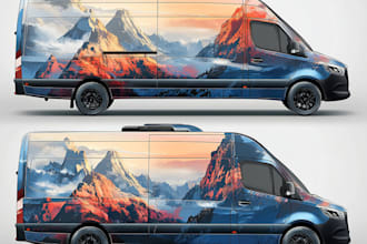 create a vehicle wrap design for van car truck trailer