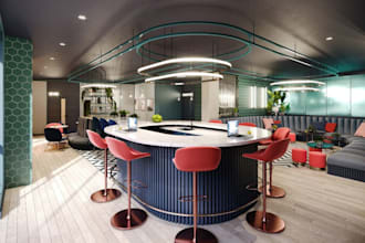 refurbished bar area render, reception, restaurant remodel,blender,canteen,lobby