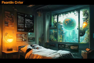 make environment cyberpunk theme concept art or illustration