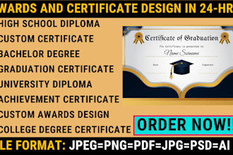 do fast award certificate design for school college diploma university degree