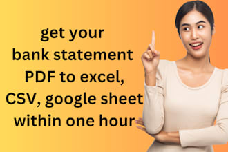 convert pdf to excel , convert bank statements,admin support