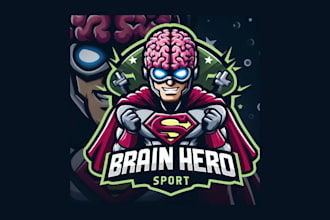 make awesome brain hero mascot logo for you in just two days