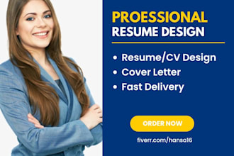 make a professional resume design or a modern cv template