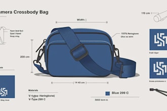 make a detailed handbag, backpack, or tote bag tech pack