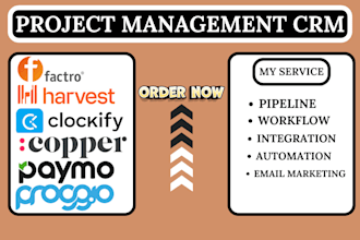do project management crm clockify harvest copper paymo factro proggio basecamp