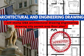 review and stamp architectural drawings usa city permit, mep, hvac, adu