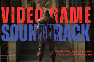 custom video game music,orchestral, 8 bit, cinematic styles