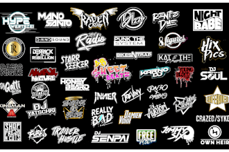 topnotch dj, music, custom, text ,rock band, rap, hip hop or typography logo