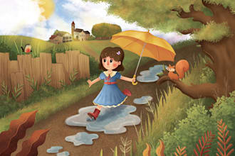 children story book illustration, children story book illustrations