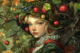 draw a fantasy illustration in a definite style