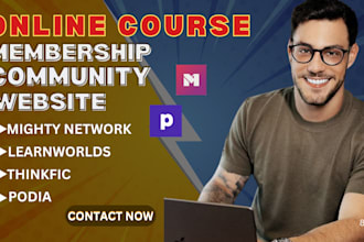 setup mighty network, learnworlds community, membership online course website