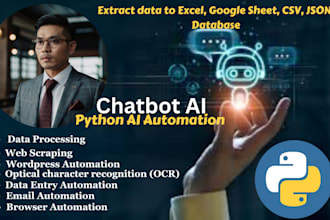 develop python ai automation, ocr scraper, rag llm chatbot, ai agent, ml, nlp