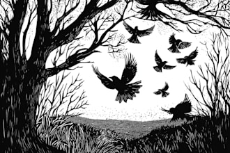 create artistic linocut illustration in my style