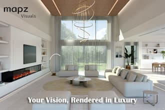 create high end interior render for interior design