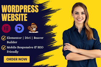 design a professional wordpress website using elementor, divi, or beaver builder