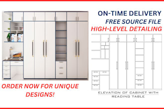 draft furniture layout, closet, wardrobe, millwork, and shop drawings