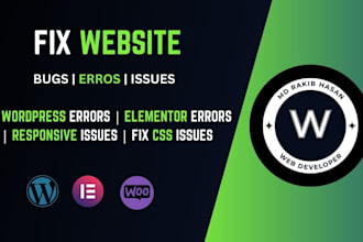 fix css issues, responsive issue, wordpress error and elementor fix