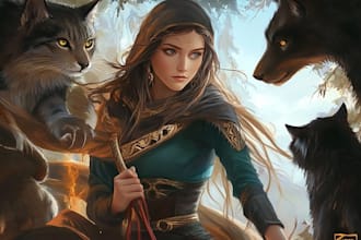 make fantasy character illustration, portrait, scene, splash art