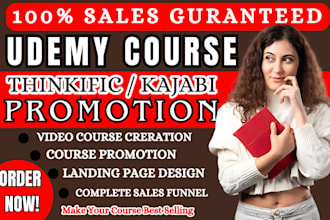 boost online course promotion, thinkific kajabi course udemy course marketing
