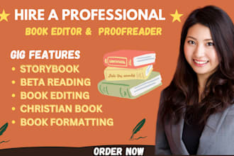 offer professional book editing, beta reading, christian storybook, formatting