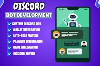 build custom discord bot, game bot, crypto payment integration, autorole chatbot