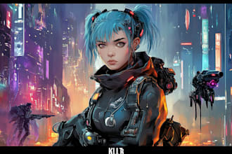 draw sci fi , cyberpunk , mecha, fantasy character design
