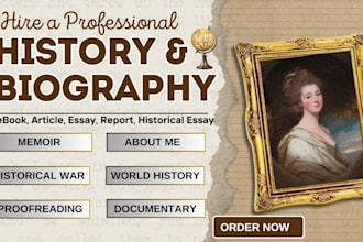 research and ghostwrite your history, biography, memoir and novel ebook