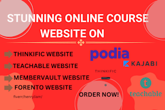 design stunning thinkific teachable forento and membervault course website