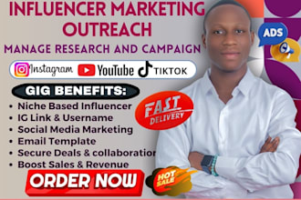 find influencer model list research instagram marketing outreach youtube manager