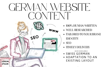 write professional website content in german