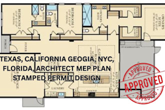 texas california geogia, nyc, florida, architect mep plan stamped permit design