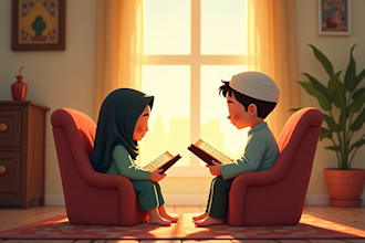 illustrate faceless islamic muslim childrens book, illustration, book design