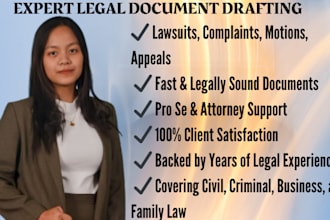 prepare legal document, lawsuits complaint, motions