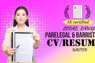 write ats legal resume, lawyer, attorney, barrister, paralegal  CV