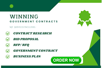 write government contract proposal, rfp, rfq, bid proposal, contract research