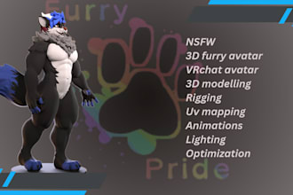do detailed vrchat furry avatar, 3d model, vr character, 3d vtuber, animaze