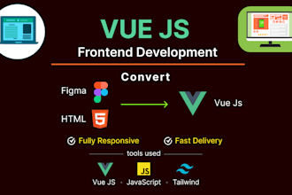 convert figma, html to vue js website using tailwind css