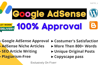 write 30 quality unique SEO articles for google adsense approval