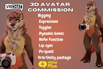 do realistic 3d furry model, nsfw vtuber, vrchat avatar, vseeface character